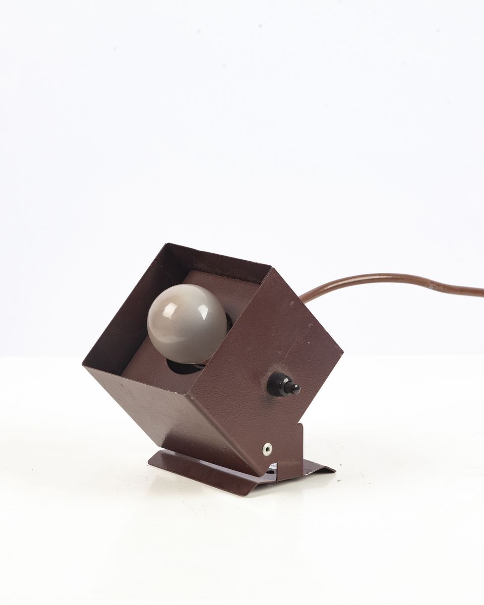 Braune deutsche Cube Tischlampen, 1960er, 2er Set