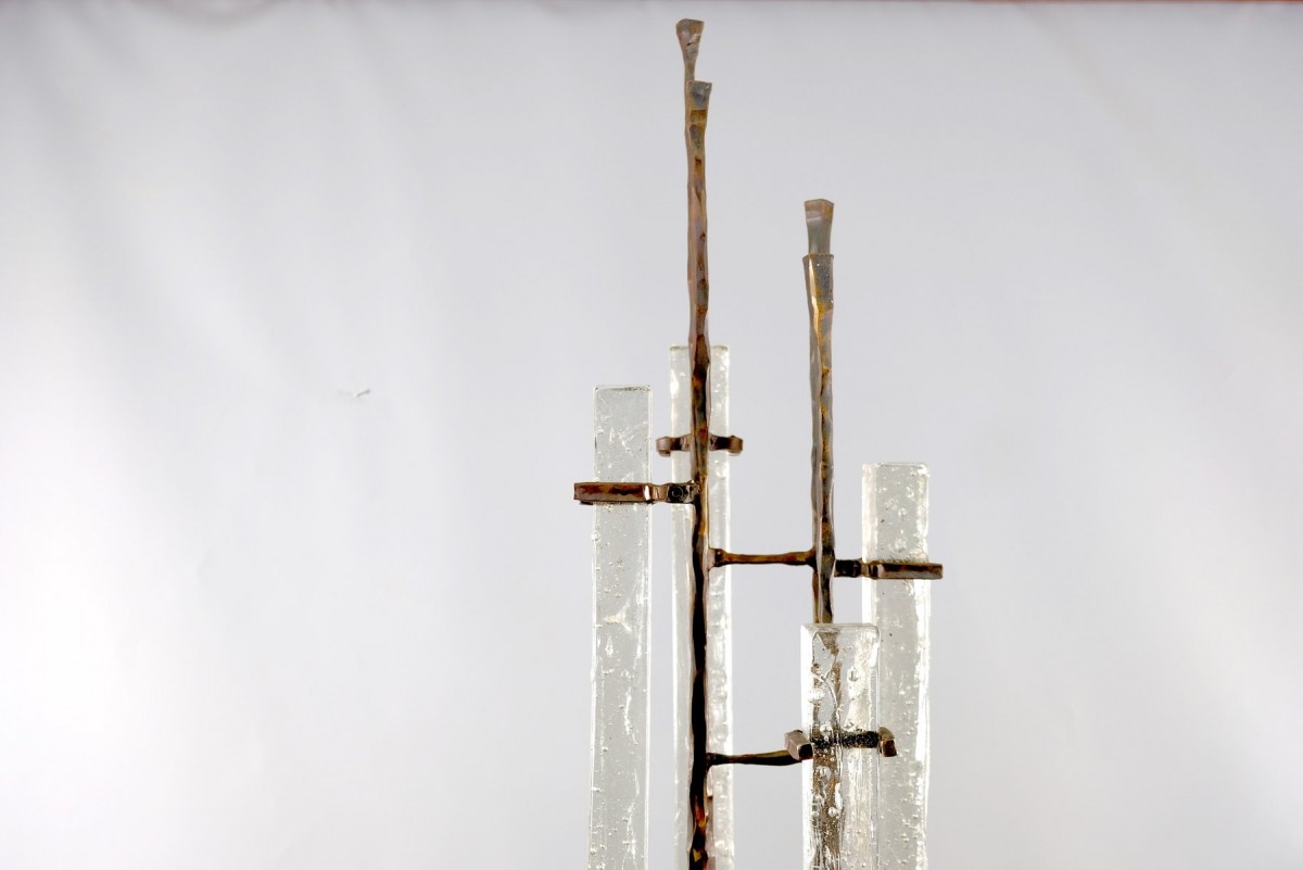 Brutalistische Vintage Skulptur mit Glastropfen von Lothar Klute für Waldemai