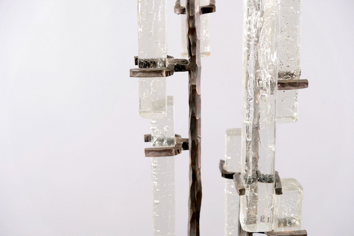 Brutalistische Vintage Skulptur mit Glastropfen von Lothar Klute für Waldemai