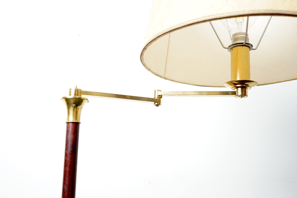 Deutsche Vintage Bambus Stehlampe mit goldenem Tulpenfuß, 1970er