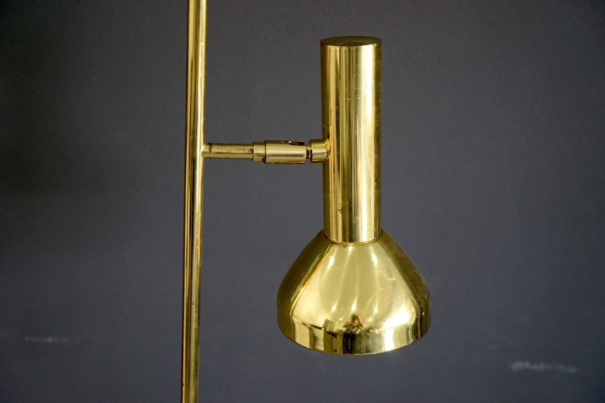 Deutsche Vintage Stehlampe in Gold mit großem Schirm & goldenen Details von Cosack, 1970er