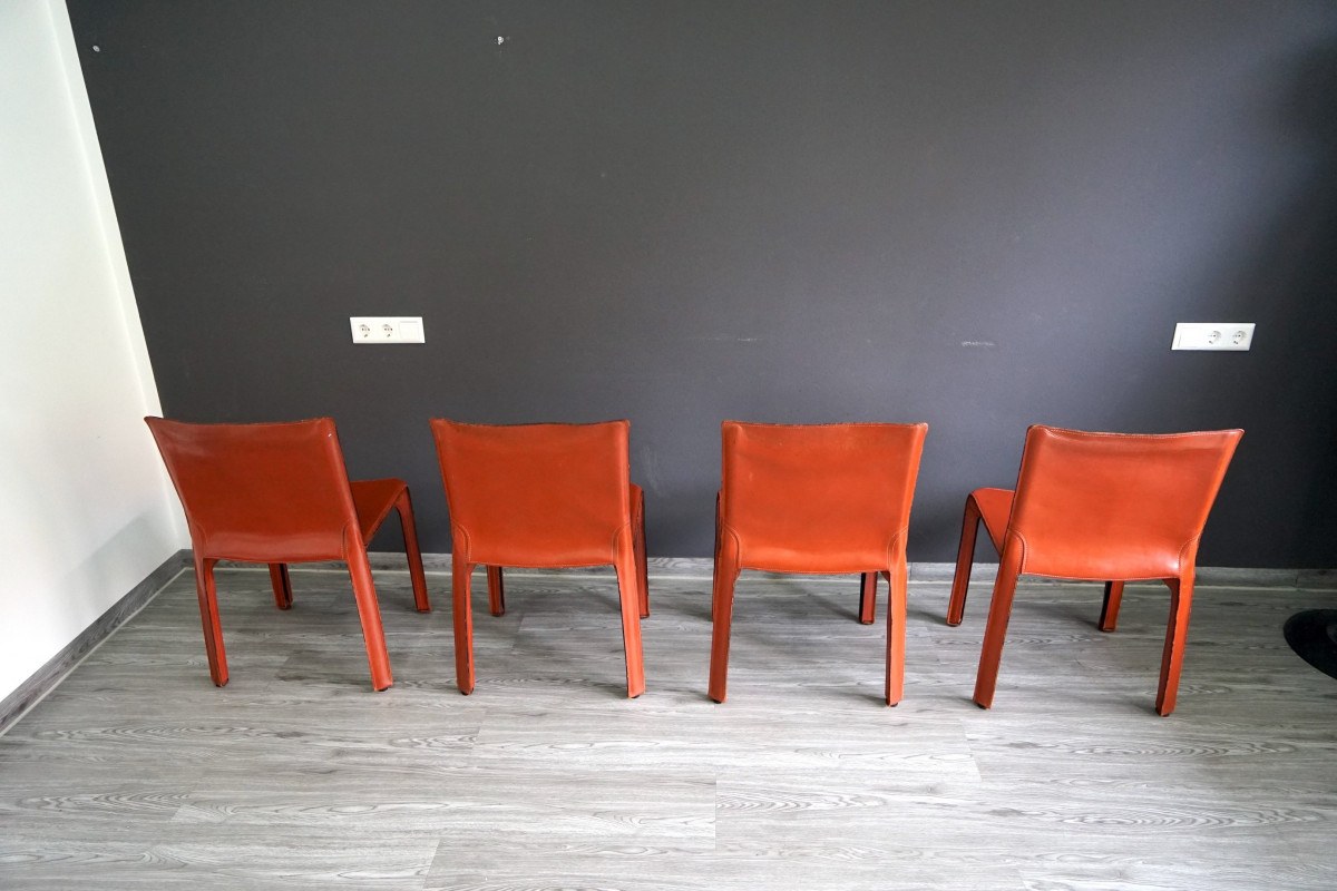 Esszimmerstühle von Cab Mario Bellini für Cassina, 4 . Set