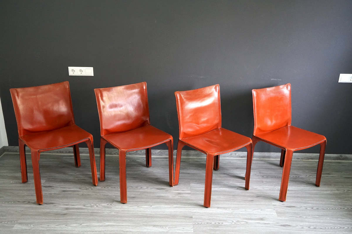 Esszimmerstühle von Cab Mario Bellini für Cassina, 4 . Set