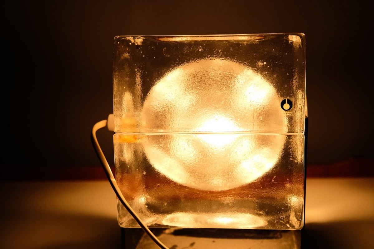Glas Cubosfera Tischlampe von Uno Westerberg für Pukeberg, Schweden, 1960er