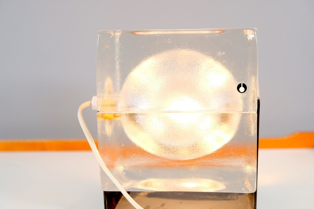 Glas Cubosfera Tischlampe von Uno Westerberg für Pukeberg, Schweden, 1960er
