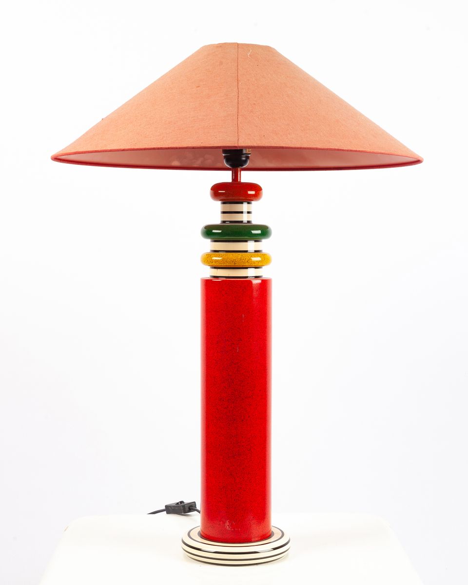 Italienische rote Tischlampe, 1980er