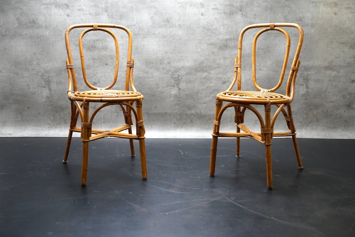 Italienische Stühle aus Bambus, 1950er, 2er Set
