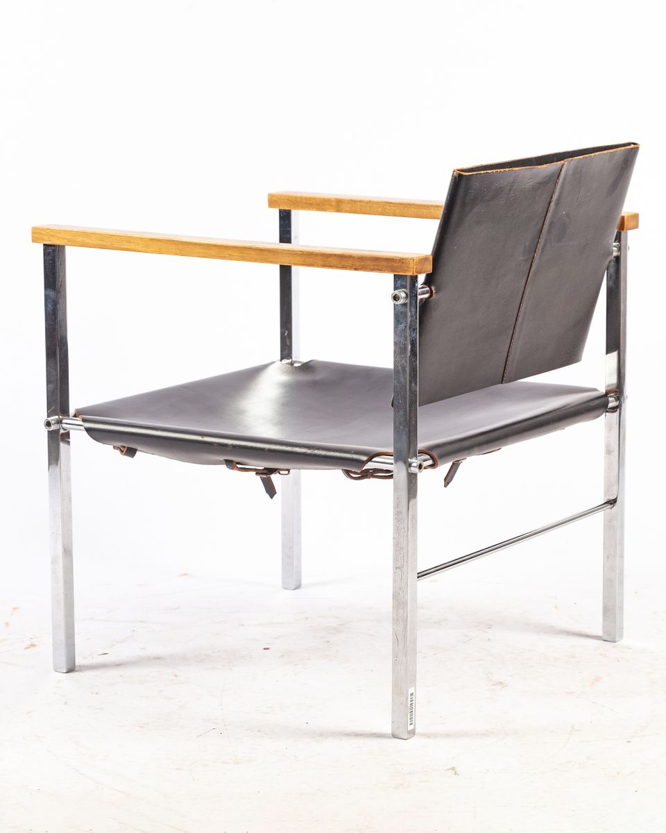 Kernlederstuhl Stuhl von Ernst Möckel für Wilde + Spieth, 1960er