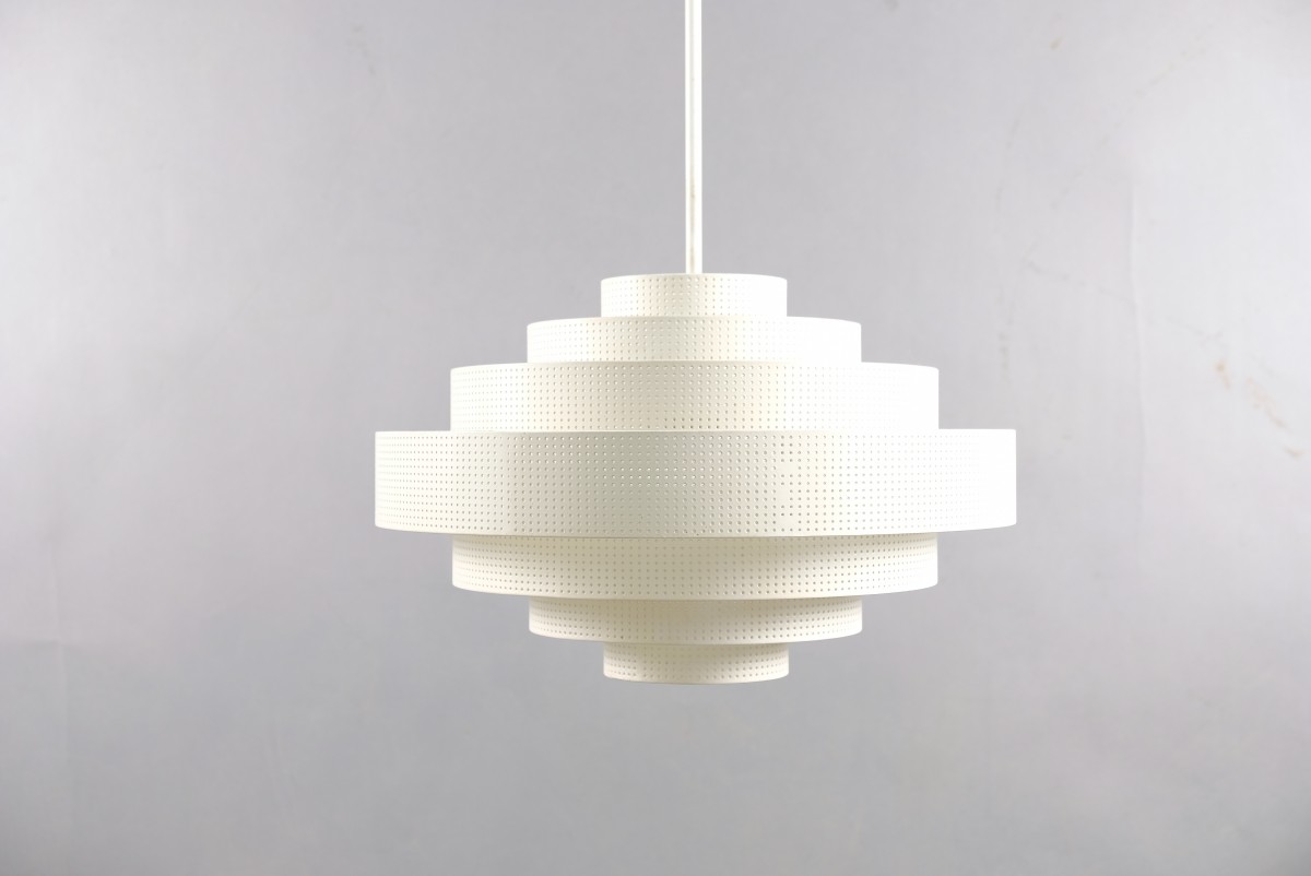Large Vintage Perforated Metal Ceiling Lamp from Bega, 1970s