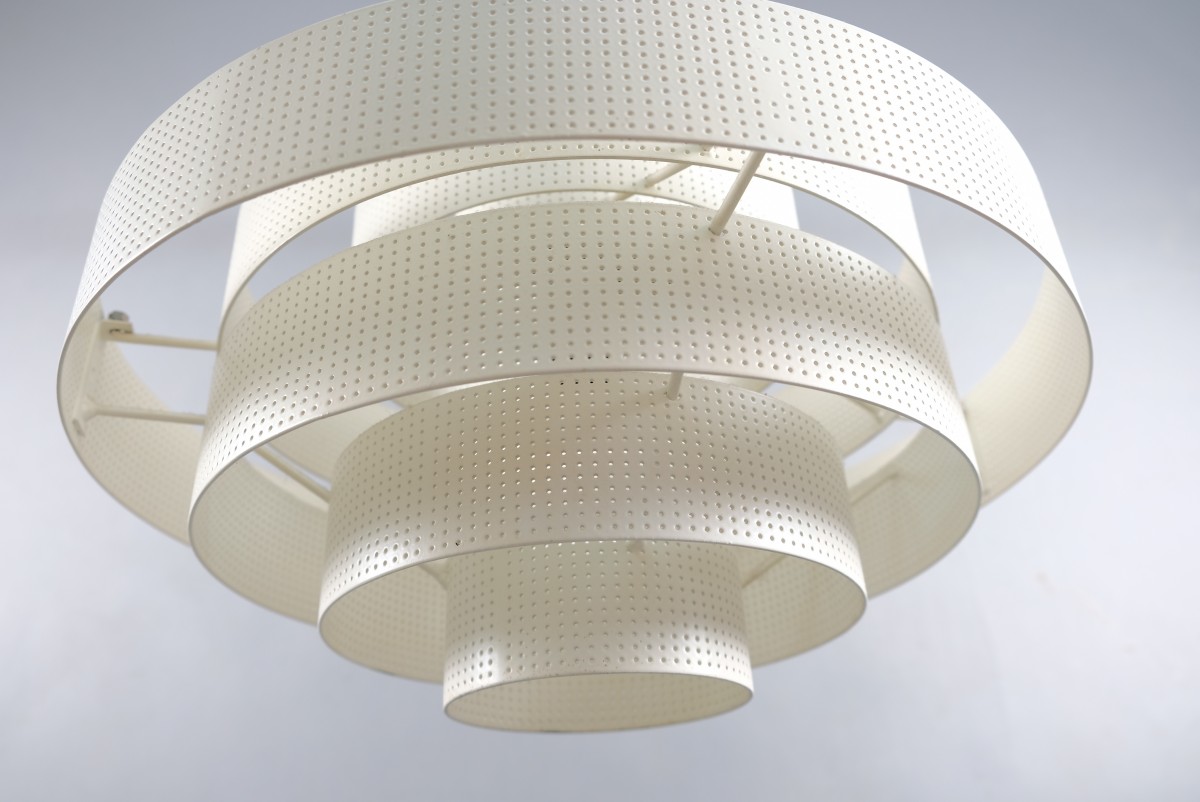 Large Vintage Perforated Metal Ceiling Lamp from Bega, 1970s