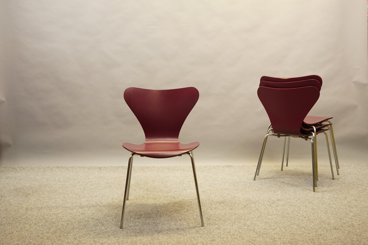 Mid-Century 3107 Stühle von Arne Jacobsen für Fritz Hansen, 4 . Set