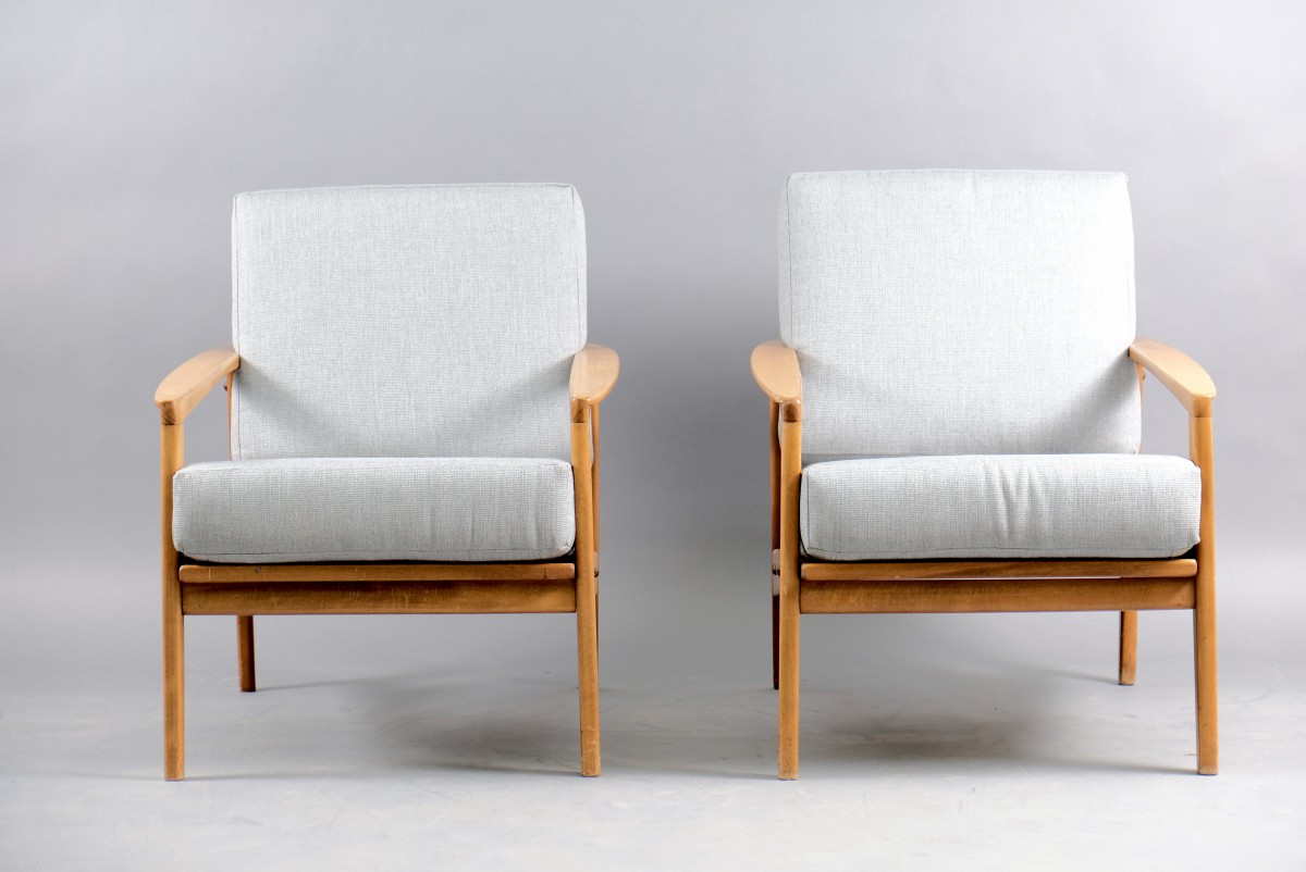 Mid-Century German Buche Lounge Chairs from Walter Knoll / Wilhelm Knoll, 1960s, Set of 2