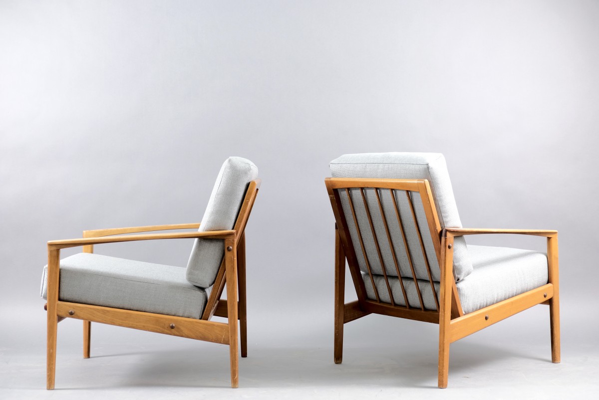 Mid-Century German Buche Lounge Chairs from Walter Knoll / Wilhelm Knoll, 1960s, Set of 2