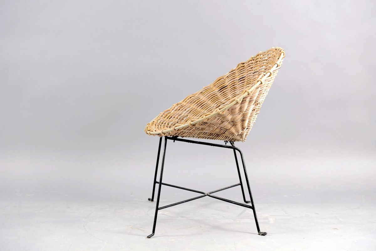 Mid-Century Rattan Lounge Chair, 1960s