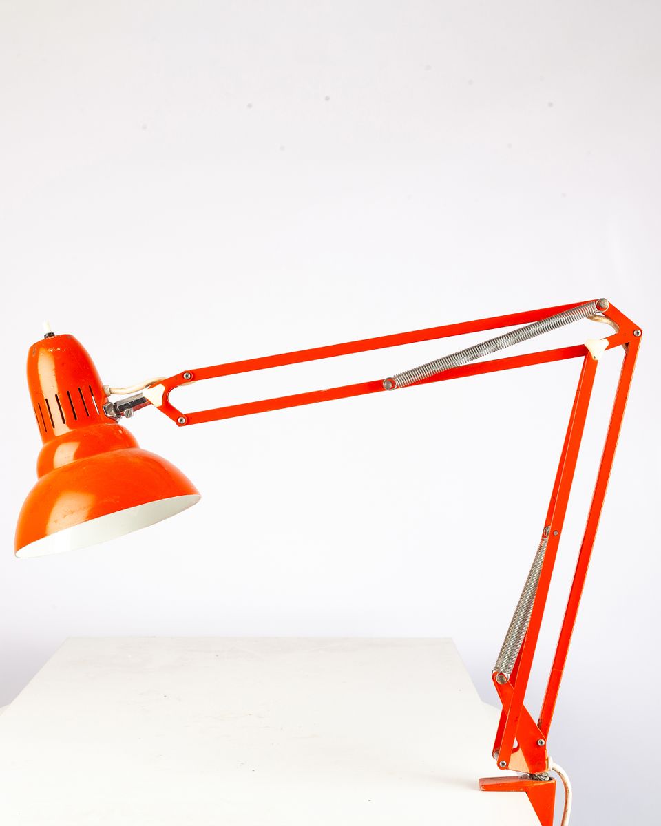 Red Metal Clamp Lamp, 1970s