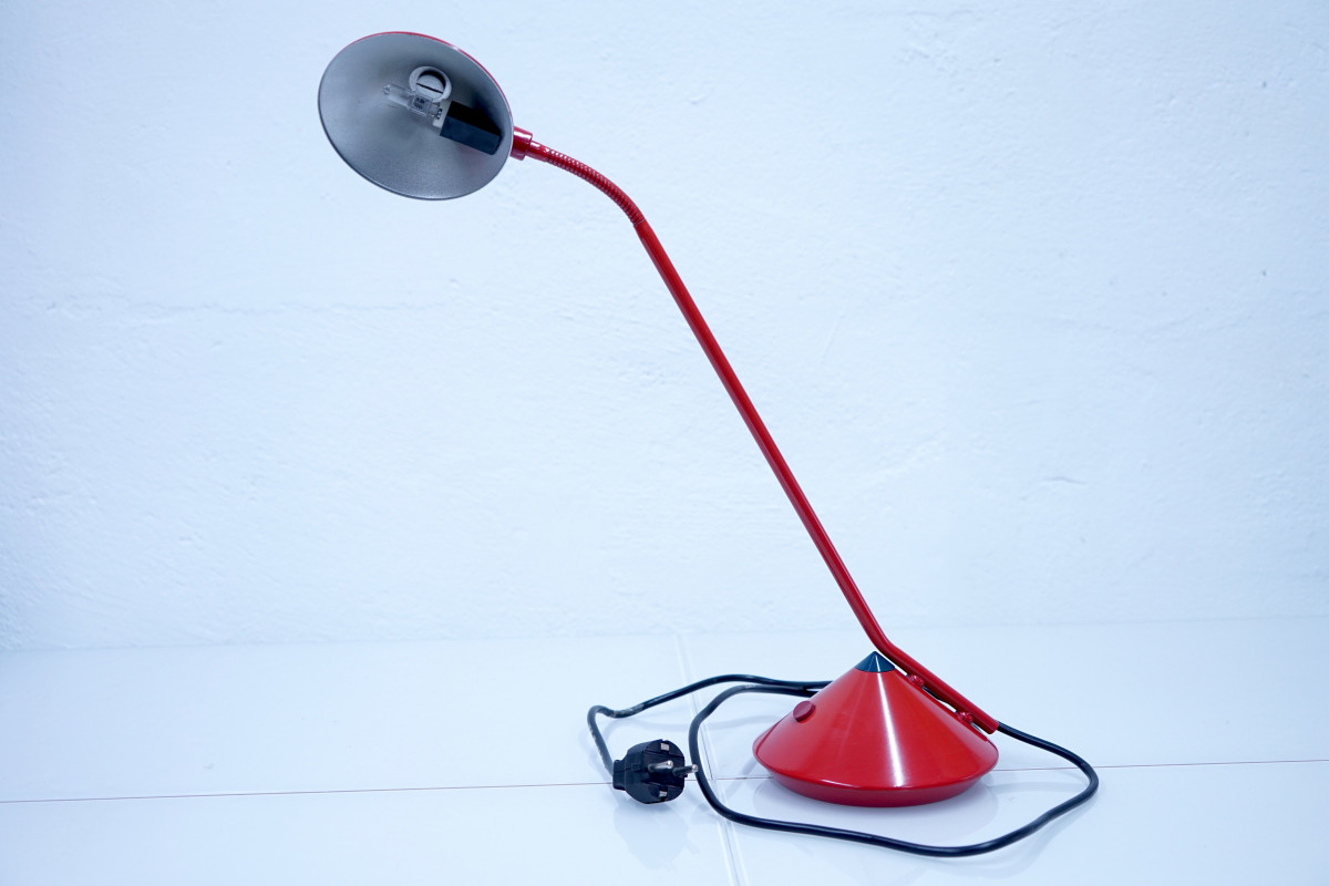 Rote Deutsche Vintage Tischlampe von Fischer, 1980er