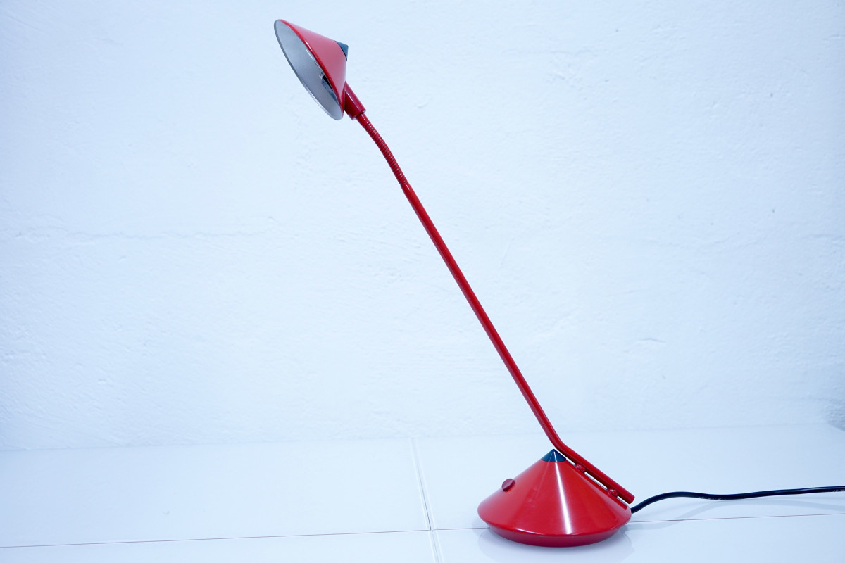 Rote Deutsche Vintage Tischlampe von Fischer, 1980er