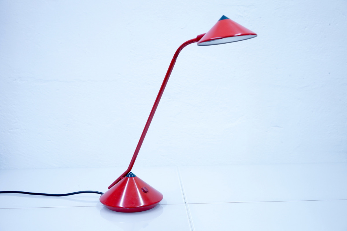 Rote Deutsche Vintage Tischlampe von Fischer, 1980er