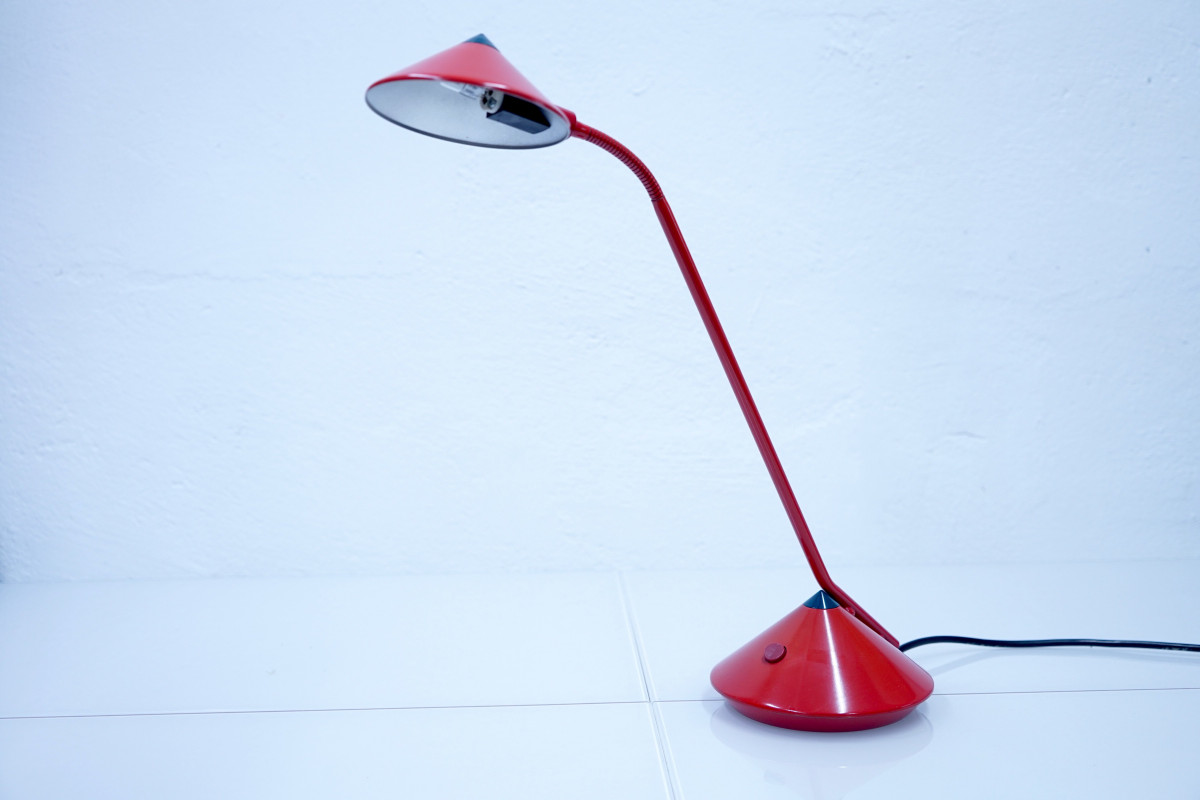 Rote Deutsche Vintage Tischlampe von Fischer, 1980er