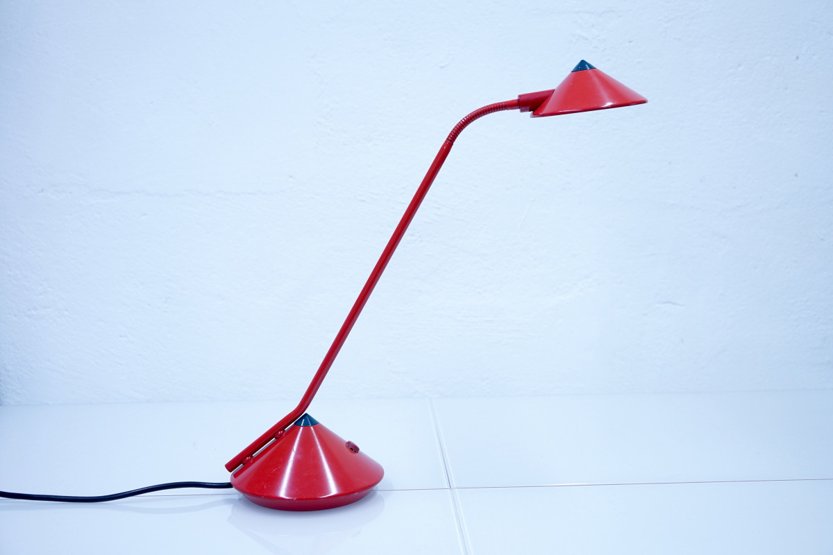 Rote Deutsche Vintage Tischlampe von Fischer, 1980er