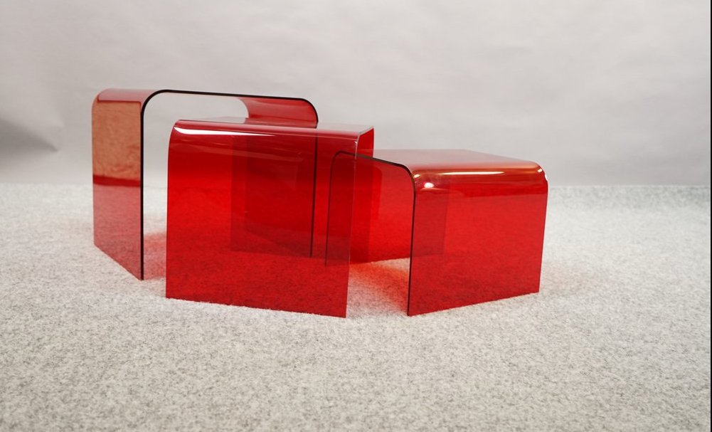 Rote Space Age Beistelltische aus Acrylglas, 1970er, 3er Set