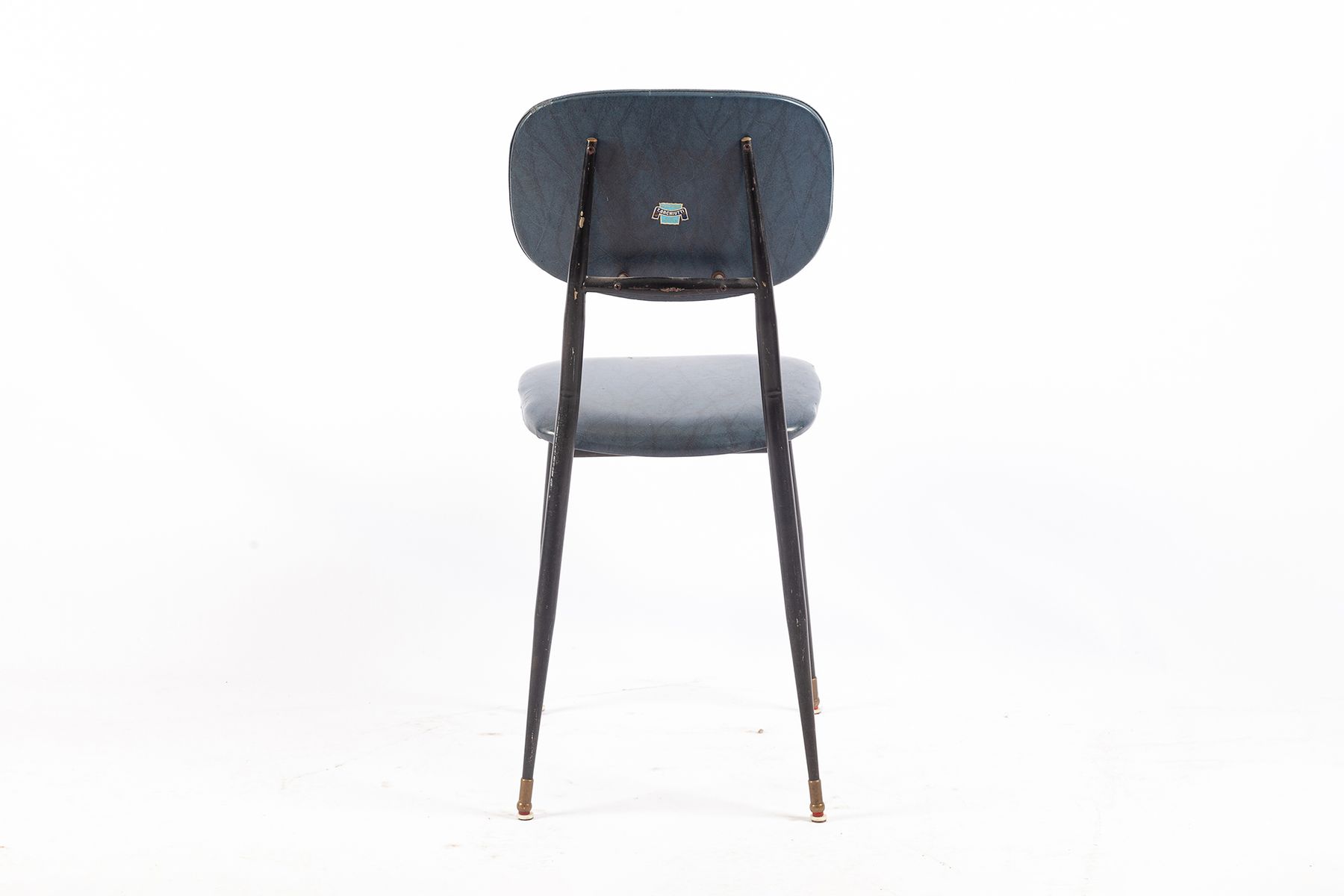 Schreibtischstühle aus Schwarzem Metall & Dunkelblauem Skai von T. Archiutti, 1950er, 2er Set