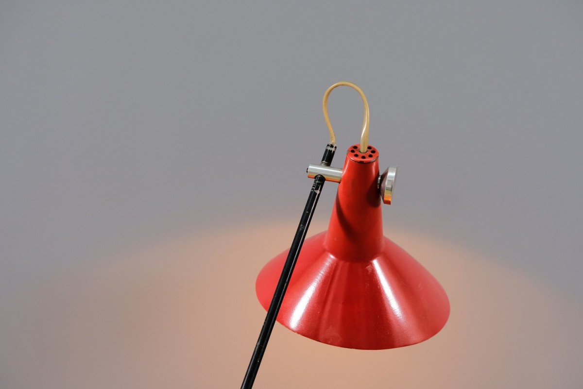 Tschechoslowakische rote Vintage Tischlampe von Josef Hurka für Lidokov, 1960er