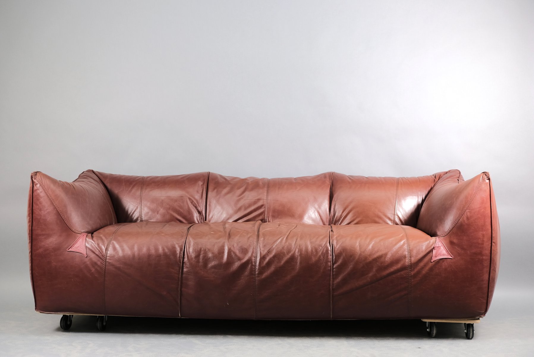 Vintage Leather 3-Seater Model Le Bambole Sofa by Mario Bellini for B&B Italia / C&B Italia