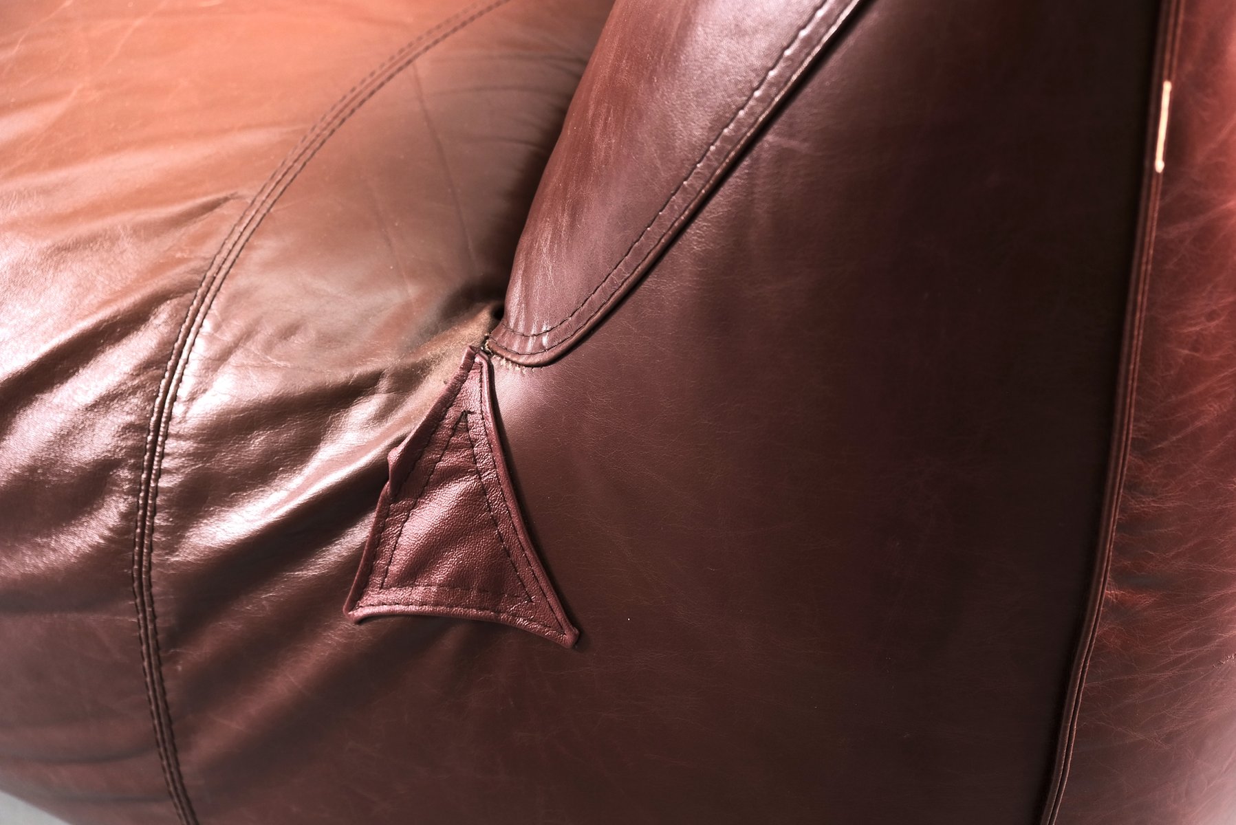 Vintage Leather 3-Seater Model Le Bambole Sofa by Mario Bellini for B&B Italia / C&B Italia