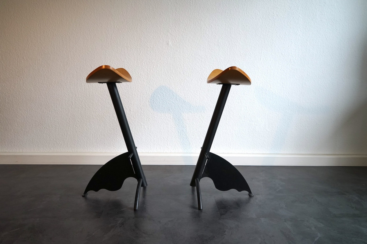 Vintage Metall Barhocker Plattform von Maurizio Peregalli für Zeus Noto 1980er, 2er Set