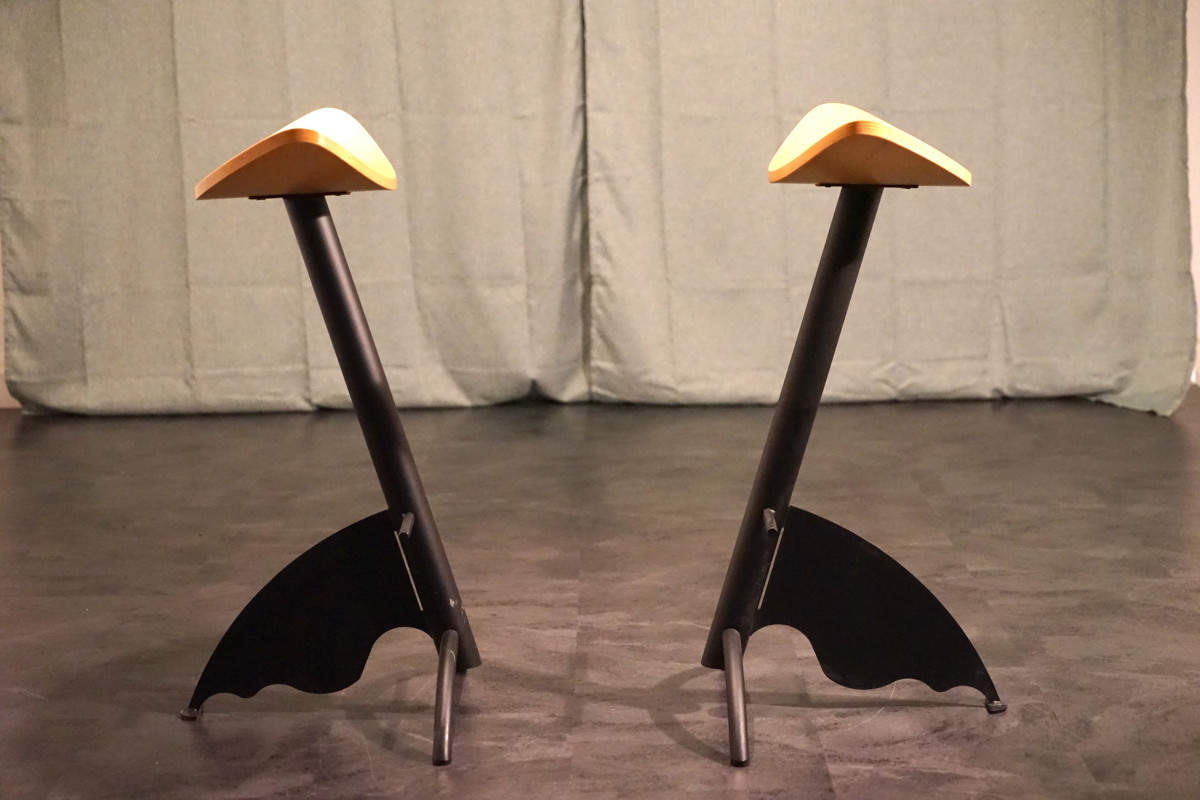 Vintage Metall Barhocker Plattform von Maurizio Peregalli für Zeus Noto 1980er, 2er Set