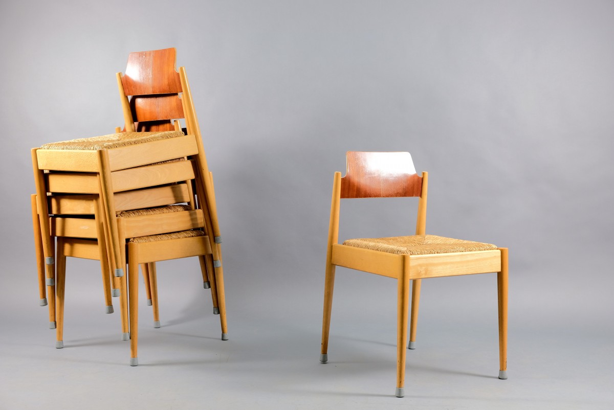 Vintage Model SE 19 Side Chairs by Egon Eiermann for Wilde+Spieth, 1950s, Set of 6
