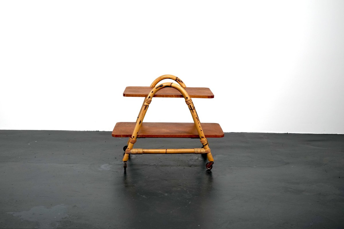 Vintage Rattan Lounge Trolley From Arco