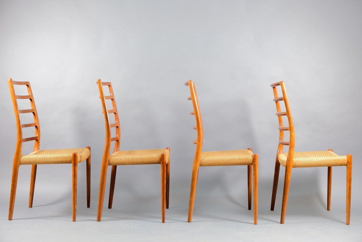 Vintage Teak Model 83 Dining Chairs by Niels Otto Møller for J.L. Møllers, 1970s, Set of 4