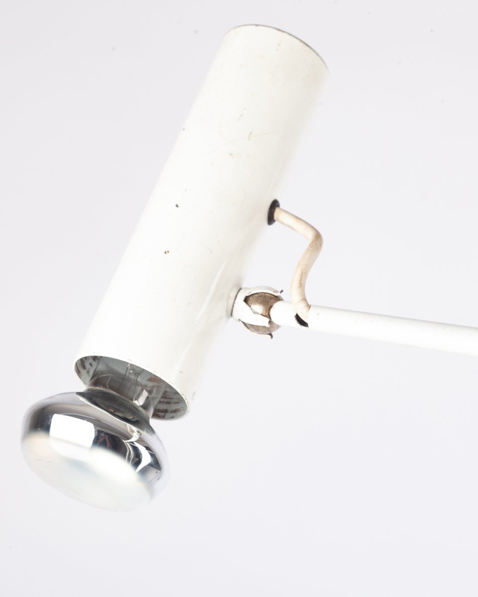 Weiße Lampe mit Gelenkarm, 1960er