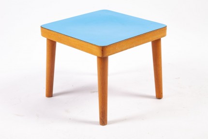 Kleiner Beistelltisch aus Holz mit Blauer Tischplatte, 1970er