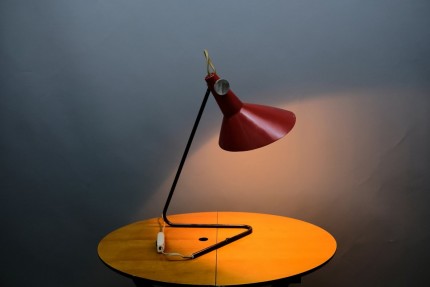 Tschechoslowakische rote Vintage Tischlampe von Josef Hurka für Lidokov, 1960er