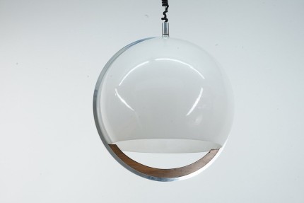 Vintage Bubble Deckenlampe aus Kunststoff mit Griff aus Teak, 1970er