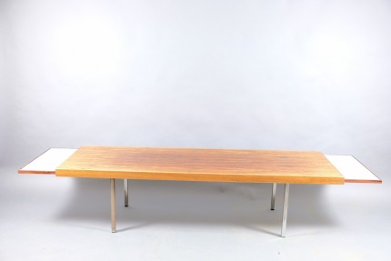 Vintage German Coffee Table With Extendable White Ceramic Blades, 1960s