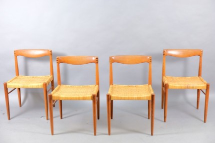 Vintage Teak Esszimmerstühle von H. W. Klein für Bramin, 4er Set